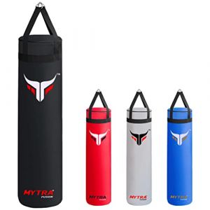 Mytra Fusion Sac de Frappe Suspendre Sac de Frappe Adulte pour MMA, Muay Thai, Boxe, entraînement de karaté Non rempli Sac de Boxe Disponible avec 2 Tailles 4FT et 5FT (Black, 5FT) (farabi sports, neuf)