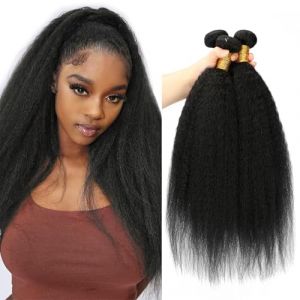 Tissage Bresilien 3 Bundles Yaki Cheveux Naturel Bresilienne Tissage Cheveux Humain Bresilienne Yaki Raide Meches Bresiliennes Naturelles Kinky Straight Hair (14 16 18 pouces) (yuzhoushixiaojungongyipinjingyingbu, neuf)