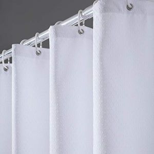 Rideau de Douche Anti Moisissure Tissu en Polyester Imperm&eacute;able &Eacute;pais Rideaux de Douche Textile Lavable pour Baignoire ou la Salle de bain 12 Crochets de Rideau Douche Blanc Gaufre 180x180cm. (newpower, neuf)