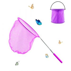 XIAQICA Filet à Papillon Epuisette Peche Filet à Atterrir Télescopique pour Enfants avec Seau Pliable Filet de Pêche pour Enfants pour Plage Extérieure Jardin (Violet) (XIAQICA LTD, neuf)