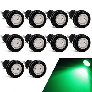 yifengshun Universel 10 Pcs 18mm Eagle Eye LED Lumière DRL Feux Diurnes Super Lumineux 9W Feu Antibrouillard Queue/Inverse/Rond Feux de Position pour Voiture Moto Vert 12V (yifengshun, neuf)