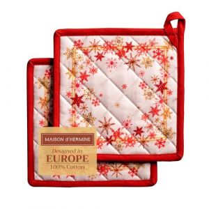 Maison d' Hermine Crystal Star Manique 100% Coton avec Boucle r&eacute;sistante &agrave; la Chaleur pour Barbecue, Cuisson, grillade, Micro-Ondes, Barbecue, Thanksgiving, No&euml;l (20cm x 20cm) (Maison d' Hermine EU, neuf)