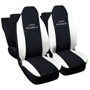 Rebeca Shop® Housses de siège compatibles pour Aygo | Made In Italy | Set de housses de siège avant et arrière | Logo du modèle auto brodé (noir/blanc) (Rebecashop, neuf)
