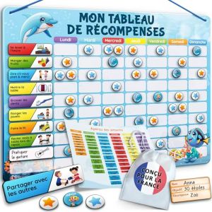 LIKARTO Tableau de Récompenses pour Enfants - Tableau magnétique avec de Nombreuses tâches et 280 aimants - Encourager Les Bons comportements - Calendrier Éducatif pour Enfant - Bleu (Likarto, neuf)
