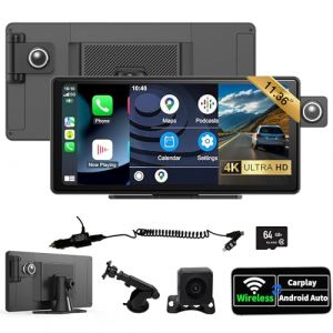SCUMAXCON Autoradio 11.36" sans Fil Carplay Android Auto Airplay Cam&eacute;ra Dash Cam 4K avec Cam&eacute;ra de Recul,IPS &Eacute;cran Tactile, Enregistrement en Boucle,Navigation GPS,Bluetooth,FM,AUX (All Seeing International, neuf)