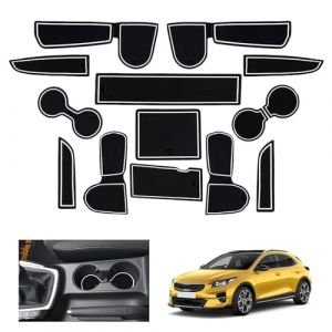 GAFAT Ki-a Ceed/Proceed/Xceed GT 2018-2024 2025 (Manuel) Tapis Antidérapants, Tapis en Caoutchouc Console Centrale, Porte-Gobelet, Couture Porte, Compatible avec Kia Ceed XCeed Accessoires (Blanc) (GAFAT(EU), neuf)