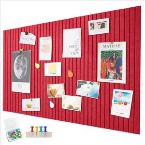 Grand tableau d'affichage autocollant en feutre - 90 x 60 cm - Tableau d'affichage d&eacute;coratif en feutre - 0,9 cm d'&eacute;paisseur - Pliable - Tableau m&eacute;mo - D&eacute;coration murale pour bureau et cuisine - Rouge (yjspbsm-shop, neuf)