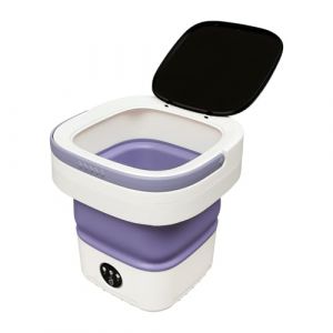 Mini machine &agrave; laver, portable, pliable, 12 l, avec tuyau de vidange et panier d'&eacute;gouttement, petite machine &agrave; laver &eacute;lectrique pour sous-v&ecirc;tements, chaussettes (Violet) (HAITOK, neuf)