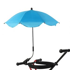 Parapluies à Clipser pour Chaises D'extérieur, Parapluie de Chaise UPF 50 de 26 Pouces avec Pince Universelle, Parapluie Portable sur Chaise de Terrasse Chaise de Plage Poussette Chaise de(Bleu) (LouER Store, neuf)