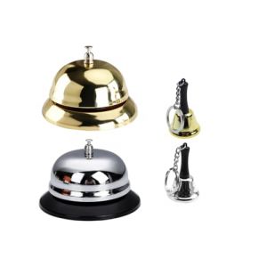 Kellegour 4 Pièces Sonnette de Service,Cloche de Table,Cloche à Main,Sonnette de Comptoir Cloche D’Appel,Cloche de Service en Métal,Cloche d'Appel,pour Cuisine,Bar,Cuisine,Hôtel,Restaurant,Écoles (Redm, neuf)