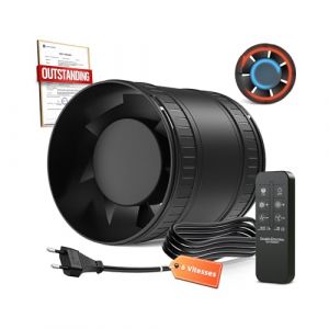 BUMSOU Ventilateur de Conduit Bidirectionnel, 6 Vitesses, Télécommande – Ventilateur Silencieux Puissant avec Protection Contre la Surchauffe, VMC Salle de Bain WC Serre Tente, Extracteur d'Air 100mm (YuMiStore, neuf)