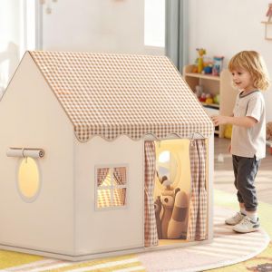 OHMG Tente Enfant Interieur, Cabane Enfant avec 1 Entr&eacute;es, Maison de Jeux pour Enfants &agrave; l'int&eacute;rieur,Lumi&egrave;res et Drapeaux, Tapis de Sol Tente de Lit, Jeux Cadeau pour Filles Gar&ccedil;ons (jusiZL, neuf)