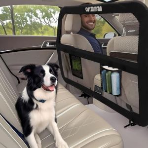 CJYMMFAN Grille de séparation pour chien pour siège arrière et coffre de voiture avec couverture plus large, ajustement universel pour voiture et SUV, grille de séparation de voiture pour chien avec (CJYMM, neuf)