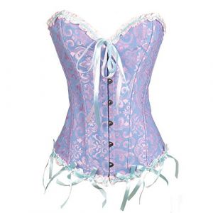 Deguisement Femme Corset Bustier Gothique en Dentelle Jacquard Brod&eacute; Corset Top Broderie Sexy Lingerie Costume d'Halloween pour Femme Mariage Bustier Push-Up Classique Ventre Plat Grande Taille (HUAOPYU, neuf)