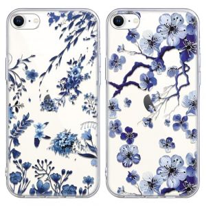 2 Pi&egrave;ces Transparent Coque pour Apple iPhone 8 iPhone 7 iPhone SE 2022/2020 4,7", Aesthetic Fleur Motif Dessin Ultra Mince TPU Silicone Housse &Eacute;tui Antichoc Bumper Case (taotaochunlou, neuf)