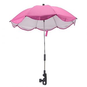 14 Pouces Ombrelle pour Poussette, Parasol Universel pour Poussette avec Pince Parasol R&eacute;glable pour Poussette avec Protection Parasol pour Poussette, Couffin, Fauteuil Roulant (Rose rouge (colle (Luqeeg, neuf)