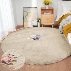 ORINOVA Tapis Rond Salon Beige 180 cm Moelleux Tapis Fausse Fourrure Chambre Lavable Descente De Lit Doux Grand Poil Ras Beige Area Carpet Round (Faux Fur Store, neuf)