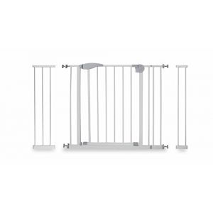 MEDAS PRO Barrière de sécurité, pour enfants et chiens, barrière de porte, sécurité enfant, grille d'escalier, fermeture automatique, sans perçage, de 75 à 115 cm, blanche (gama-bhp, neuf)