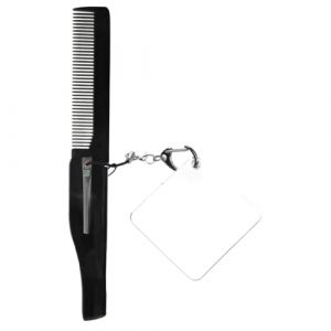 Baluue Peignes De Poche Pliables Portables Pour Hommes Porte-clés Miroir Carré Petit Peigne Pliable Pour Voyage (Fortune Luck, neuf)