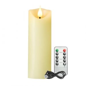Koelaa Bougies LED Vacillante Rechargeable, Bougies Chandelier avec Télécommande, Flamme 3D Réaliste et Sécurité Sans Flamme - pour Noël, Mariage, Décoration Maison, Fête, Église-5.3 * 18cm (SiLaiSheng, neuf)
