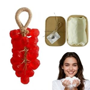 Savon de raisin de cristal, savon de raisin sur une corde, personnalis&eacute; original fait &agrave; la main, savon nettoyant doux, peau lisse, lavage des mains et bain, douche de la peau d'hygi&egrave;ne (Rose) (DiCha-FR, neuf)