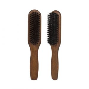 Brosse de nettoyage de barbe, brosse à barbe en poils de sanglier rigides pour barbiers ou à la maison, lisse et favorise la croissance de la barbe, poils fins et fins (KeHongUS, neuf)