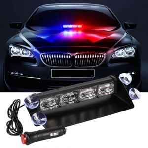 Lampe stroboscopique d'urgence à LED Rouge et Bleue,Lampe de Police pour Pare-Brise intérieur avec ventouses,Lampe Clignotante d'urgence pour Tableau de Bord,pour Voiture,Police,Véhicule de Pompier (VOAKZEF, neuf)