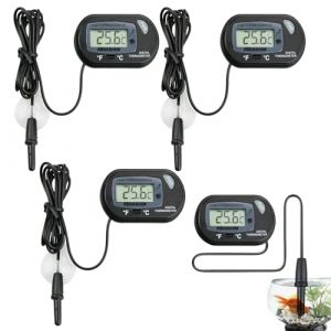 Thermomètre Aquarium,3pcs Thermomètres Autocollants pour Aquarium,Thermomètres Digital,Thermomètre LCD Numérique avec Ventouses Sonde Étanche (Poseidoneye, neuf)
