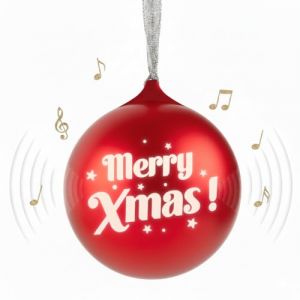 Bigben Boule de No&euml;l Enceinte Bluetooth Lumineuse, Haut-Parleur sans Fil pour Sapin avec Son St&eacute;r&eacute;o TWS, D&eacute;coration Musicale Rechargeable, Effets LED et Musiques Int&eacute;gr&eacute;es, Rouge - EPOK XMASBALLRED (GamesJ, neuf)