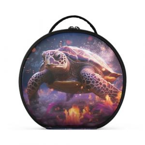 Tortue De Mer En Colère Feu Violet Créativité Trousse Sac Cosmétique Circulaire de Maquillage Pochette Sacs avec Cloisons Amovibles pour Voyage Filles (HULAHULA, neuf)