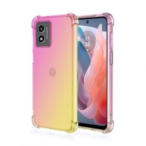 Topme Coque pour Motorola Moto E14 / G04S / G04 / G24 / G24 Power (6.5" inches), &Eacute;tui de T&eacute;l&eacute;phone Portable en Silicone TPU Souple avec D&eacute;grad&eacute; de Couleur Transparent - Or Rose (topme, neuf)