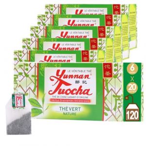 Yunnan Tuocha Zouji - Th&eacute; Vert Naturel - Antioxydants - 120 Sachets (6x20)- 240g - Origine Yunnan Garantie (ZOUJI TUOCHA, neuf)
