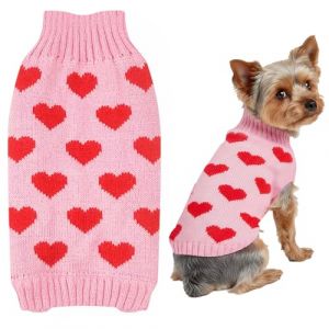 Pull Chien Petite Taille Coeur Saint-Valentin Pull Chien Rose Pull-Overs pour Chiens Chaud Love Vetement Chiens Petite Taille Vetement Chat Rose S (ETau, neuf)