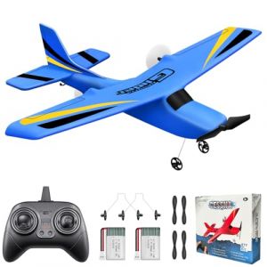 HAWK'S WORK 2 Canaux Avion RC, prêt à Voler, Avion Télécommandé 2.4GHz, Facile à Piloter Planeur RC pour Enfants & Débutants (Bleu) (HAWK'S WORKSHOP, neuf)