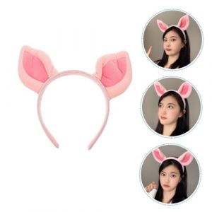 CALLARON 4 Pi&egrave;ces Bandeau Oreilles de Cochon Peluche Accessoire Cosplay Mignon pour Filles Adolescents Ans Bandeau T&ecirc;te et Confortable pour F&ecirc;te et D&eacute;guisement (Raindrops On Roof, neuf)