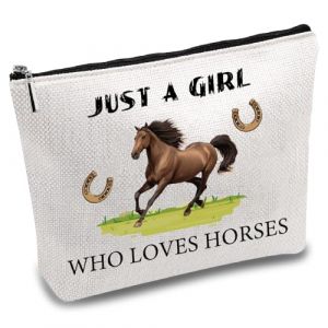 CREATCABIN Trousse Maquillage Cheval Trousse Toilette Voyage Trousse Maquillage Toile Sac Main Fermeture &Eacute;clair CowLady Cadeau Inspirant pour Amoureux Animaux Juste Une Femme Qui Aime Chevaux 18x25cm (CREATCABIN FR, neuf)