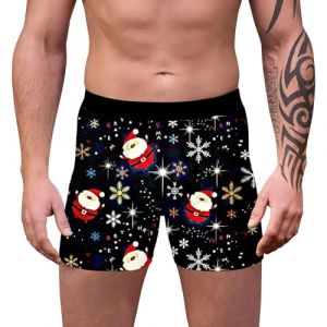 G&eacute;n&eacute;rique Cale&ccedil;on Homme No&euml;l Calecon Personnalise Homme Sport Personnalisable Boxer Rigolo Noel Calecon Microfibre Shorty Transparent sous-V&ecirc;tements Cadeau Noel Shorty (Cine montinr, neuf)