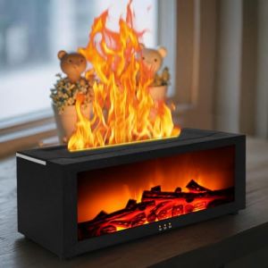 vsshe Diffuseur Huiles Essentielles Flamme,Diffuseur de chemin&eacute;e &agrave; Flamme avec T&eacute;l&eacute;commande,7 Couleurs Lumi&egrave;res LED Humidificateur Diffuseur Parfum Maison,Minuterie et Arr&ecirc;t Automatique sans Eau,Noir (tirehor, neuf)