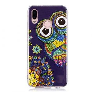 DasKAn Lumineux Silicone Coque pour Huawei P20 Lite,Fluorescent Lumineuse dans Le Noir Motifs Color&eacute;s Ultra Mince Souple TPU Housse &Eacute;tui pour T&eacute;l&eacute;phone Arri&egrave;re,Hibou Azt&egrave;que (DasKAn-EU, neuf)