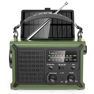 MINORZ 12000mAh Radio Dynamo Survie, Radio Solaire avec Manivelle AM/FM avec Grande bâche Solaire, qualité sonore HiFi, SOS, Lampe de Poche et Lampe de Lecture, pour à l'extérieur, aux urgences (YiKe Electronics, neuf)