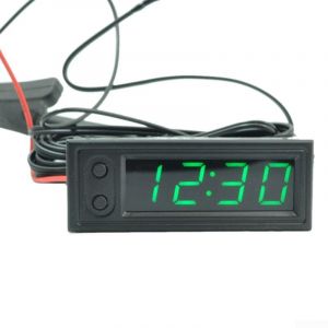 Lecreatekit Horloge de voiture 3 en 1 12 V 3 en 1 avec thermomètre, voltmètre, horloge multifonction à affichage numérique LED, assure une visibilité claire même pendant la journée (vert) (Livehomeshop, neuf)
