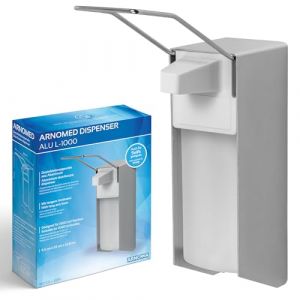 ARNOMED 1x Distributeur gel hydroalcoolique en aluminium, distributeur savon automatique 1000ml, Levier long - fixation/montage mural, Soap Dispenser, distributeur de savon automatique (arnowa, neuf)