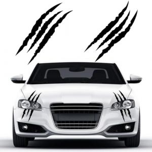 2 PCS Autocollant de Marque de Griffes pour Voiture, Autocollants pour phares de Voiture,Autocollant Réfléchissant Monster Claw Marks,Autocollant Vinyle rayé à gratter pour Voitures,fenêtres (Noir) (VOAKZEF, neuf)