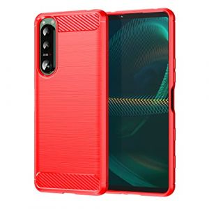 CruzerLite Coque pour Sony Xperia 5 iii - Texture en fibre de carbone - Absorption des chocs - Coque pour Sony Xperia 5 iii (2021) (rouge) (Swiss case Limited, neuf)
