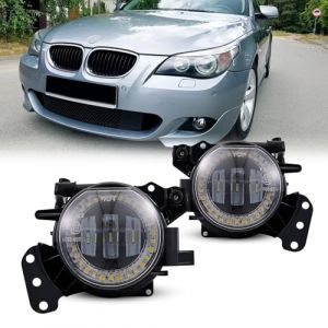 Kit d'&eacute;clairage antibrouillard pour BMW S&eacute;rie 5 (E60 E61, 525i 525xi 530i 530xi 545i 550i) de 2003 &agrave; 2008/S&eacute;rie 3 (E46, 325Ci 330Ci Cabriolet/Coupe), 1 paire, lentille transparente (TOPTHAN, neuf)