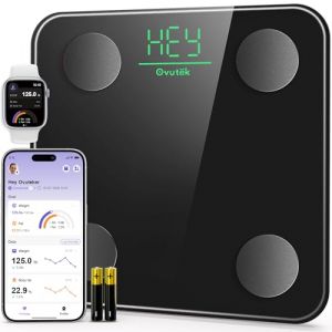 Ovutek Balance Pese Personne, Haute Pr&eacute;cision avec Grand &Eacute;cran Balance Connect&eacute;e avec APP Gratuite 14 Donn&eacute;es Corporelles, Poids Max 180kg/ 400lb P&egrave;se Personne Imp&eacute;dancem&egrave;tre Noir (Hogarovu, neuf)