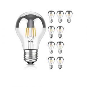 ledscom.de 10 ampoules LED E27, A60, blanc chaud (2700 K), 4,1 W, 461lm, miroir de t&ecirc;te (argent) (LEDs Com GmbH, neuf)