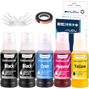 LCL 500ML Recharge d'encre à Sublimation Remplacement pour Epson EcoTank ET-2700 ET-2750 ET-2751 ET-2756 ET-3700 ET-2850 for Heat Transfer Mug, Tumbler, T Shirts(Autofill/Upgrade Version/ICC Free) (Great Office, neuf)