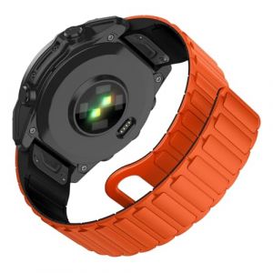 MYSNBKN 26mm Quick Fit Silicone Magnetic Strap for Fenix 8 51mm/Epix Pro 51mm/Fenix 7X/Fenix 7X Pro/Fenix 6X/Fenix 6X Pro/Fenix 5X/Fenix 5X Plus/Fenix 3/Fenix 3 HR, Soft Silicone Replacement Strap (MYSNBKN-FR, neuf)