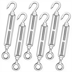 Tendeur Ridoir M6 Tendeur de Fil Crochet et &oelig;illet Tendeur Cable Inox R&eacute;glable Rope Tensioner pour C&acirc;ble, Cl&ocirc;tures de Jardin, Support des Plantes, 6 Pi&egrave;ces (Xsoeu, neuf)